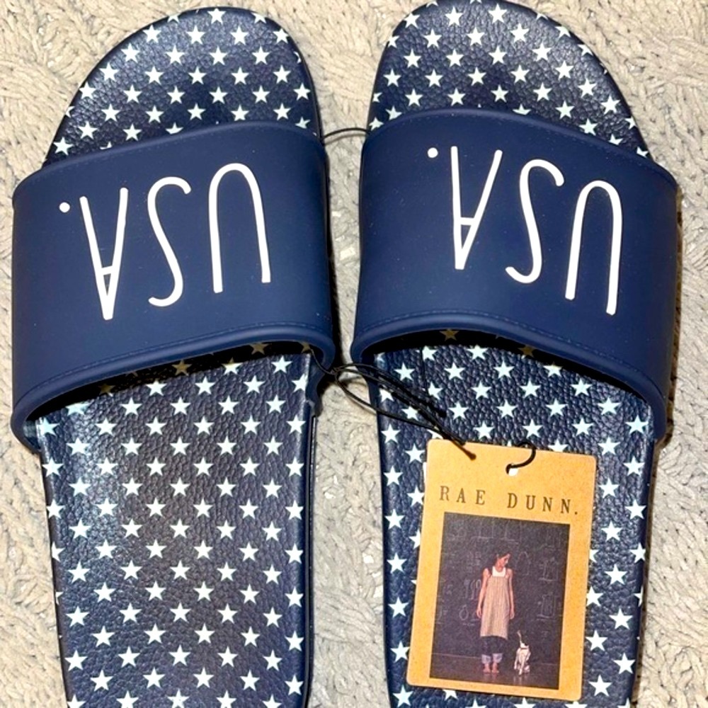 NWT Rae Dunn USA Slide Sandals